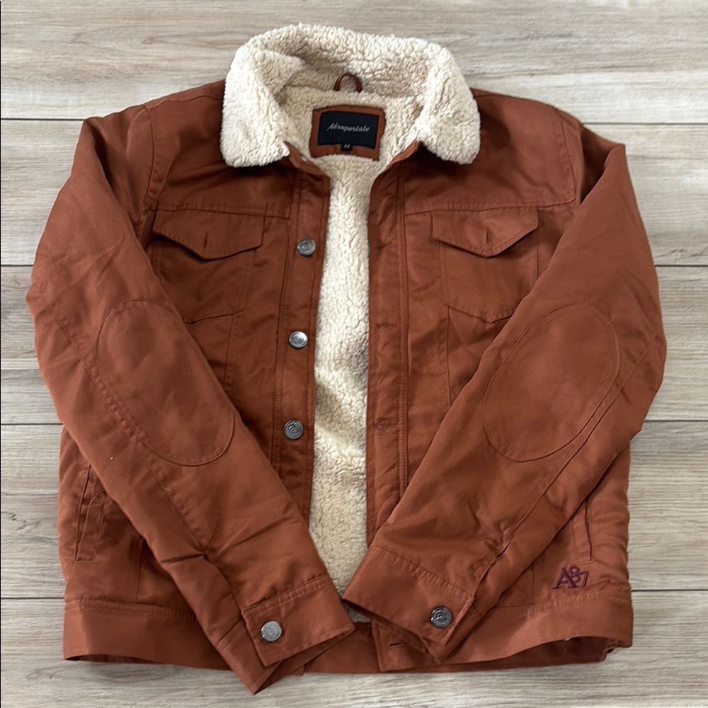 Brown Sherpa-Lined Jacket